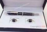 Replica Mont blanc Pen and Cufflink Set - Black Mystery Rollerball Pen